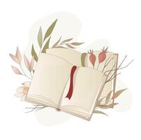 boeken versierd met planten en bloemen vector