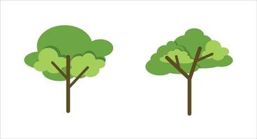 vlak tekenfilm bomen geïsoleerd ontwerp. bundel reeks vector