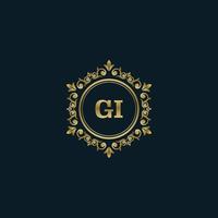 brief gi logo met luxe goud sjabloon. elegantie logo vector sjabloon.