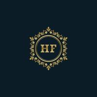 brief hf logo met luxe goud sjabloon. elegantie logo vector sjabloon.