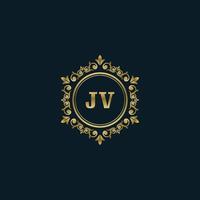 brief jv logo met luxe goud sjabloon. elegantie logo vector sjabloon.