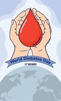 wereld diabetes dag sociaal media ontwerp post verhalen bloed hand- vector