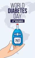 wereld diabetes dag sociaal media ontwerp post glucometer test achtergrond vector