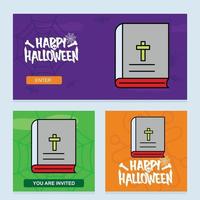 gelukkig halloween uitnodiging ontwerp met heilig Bijbel vector