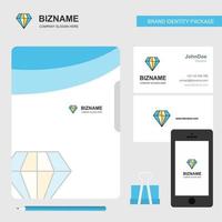 diamant bedrijf logo het dossier Hoes bezoekende kaart en mobiel app ontwerp vector illustratie