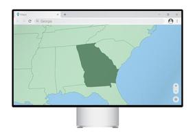 computer toezicht houden op met kaart van Georgië in browser, zoeken voor de land van Georgië Aan de web in kaart brengen programma. vector