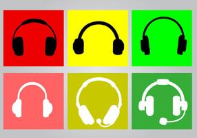 Bright Headphone Icon Set vector