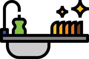 wastafel het wassen schotel - gevulde schets icoon vector