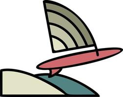 windsurfen kleur icoon vector