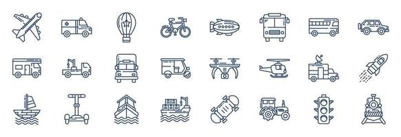 verzameling van pictogrammen verwant naar vervoer, inclusief pictogrammen Leuk vinden voertuig, schip, auto en meer. vector illustraties, pixel perfect reeks