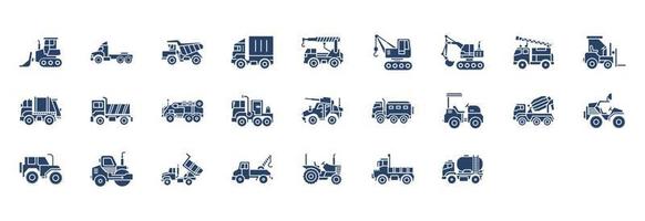 verzameling van pictogrammen verwant naar voertuigen, inclusief pictogrammen Leuk vinden kraan, brand vrachtwagen, vrachtwagen, en meer. vector illustraties, pixel perfect reeks