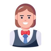 een vrouw barman avatar vlak vector ontwerp