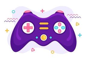 video spel met kinderen spelen gamepad controllers vechten troosten Aan android mobiel computer in vlak tekenfilm hand- getrokken sjabloon illustratie vector