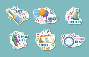 countdown nieuw jaar stickers vector