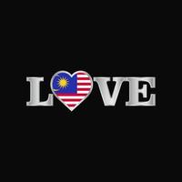 liefde typografie met Maleisië vlag ontwerp vector