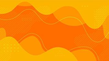 abstracte vlakke dynamische oranje en gele vloeiende vormenachtergrond vector