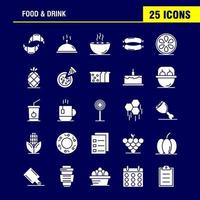 voedsel en drinken solide glyph pictogrammen reeks voor infographics mobiel uxui uitrusting en afdrukken ontwerp omvatten ontbijt croissant voedsel voedsel kap keuken voedsel heet icoon reeks vector