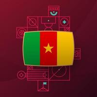 Kameroen vlag voor 2022 Amerikaans voetbal kop toernooi. geïsoleerd nationaal team vlag met meetkundig elementen voor 2022 voetbal of Amerikaans voetbal vector illustratie