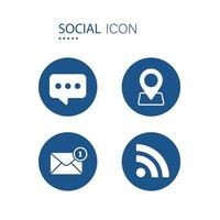 symbool van chatten, plaats wijzer, e-mail bericht en Wifi pictogrammen Aan blauw cirkel vorm geïsoleerd Aan wit achtergrond. pictogrammen over sociaal vector illustratie.