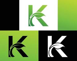 abstract brief k groen blad logo vector