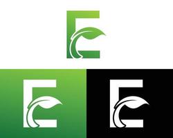 abstract brief e groen blad logo vector