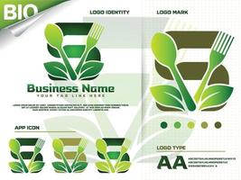 gezond voedsel brief s logo ontwerp met creatief groen blad vector