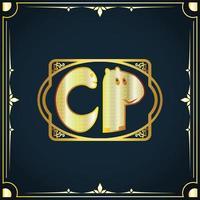 eerste brief cp Koninklijk luxe logo sjabloon vector