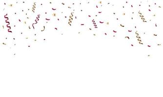 felicitatie- achtergrond met goud rood confetti en serpentijn. vector illustratie