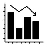 bars met neerwaartse pijl aanduiding concept van verlies tabel vector