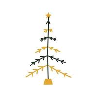 lineair hand- getrokken Kerstmis boom illustratie vector