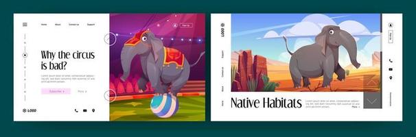 banners met olifant in natuur en circus vector