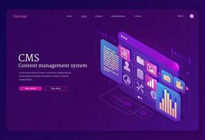 cms, inhoud beheer systeem isometrische landen vector