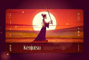 kenjutsu, traditioneel Japans hekwerk kunst banier vector