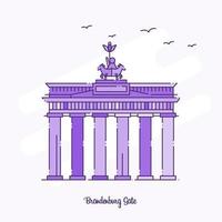 Brandenburg poort mijlpaal Purper stippel lijn horizon vector illustratie