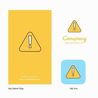 voorzichtigheid bedrijf logo app icoon en plons bladzijde ontwerp creatief bedrijf app ontwerp elementen vector