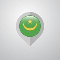 kaart navigatie wijzer met mauritania vlag ontwerp vector