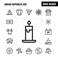 Indisch republiek dag lijn icoon pak voor ontwerpers en ontwikkelaars pictogrammen van vlieger festival vliegend Indië Indisch pot voedsel dag vector