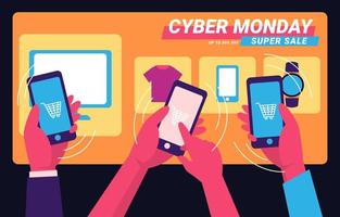cyber maandag winkelen van gadget vector