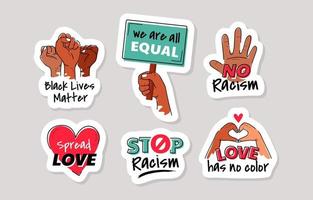 stop racisme handgetekende sticker vector