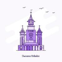 timisoara orthodoxe mijlpaal Purper stippel lijn horizon vector illustratie