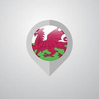 kaart navigatie wijzer met Wales vlag ontwerp vector
