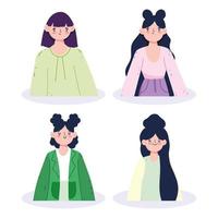 set cartoon jonge vrouwen vector