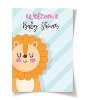 baaby shower schattige leeuw viering kaart vector