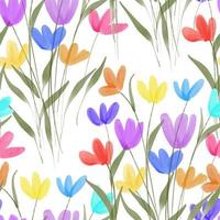 kleurrijke bloemen en blad aquarel naadloze patroon vector