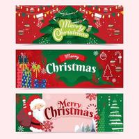 kerstbanner met rode en groene kleur vector