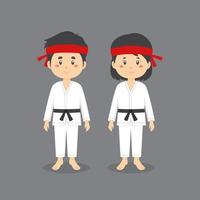 paar karakters die karate-outfit dragen vector