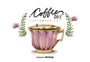 Gratis National Coffee Day Aquarel Vector