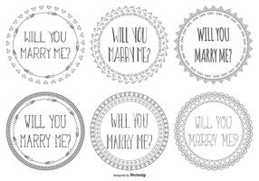 Leuke Marry Me Hand Drawn Lables vector