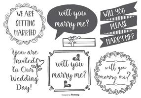 Leuke Marry Me Hand Drawn Lables vector
