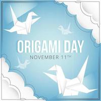 origami dag illustratie met kraanvogels vector